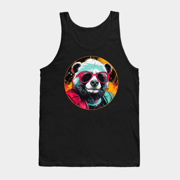 Cool Animals: Cartoon Vintage Funny Cool Panda Tank Top by OscarVanHendrix